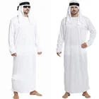 Мужская линейка Дубая костюмы на Хэллоуин взрослые мужчины белый арабский халат арабский Король Косплей Костюм для представлений или маскарада Вечерние
