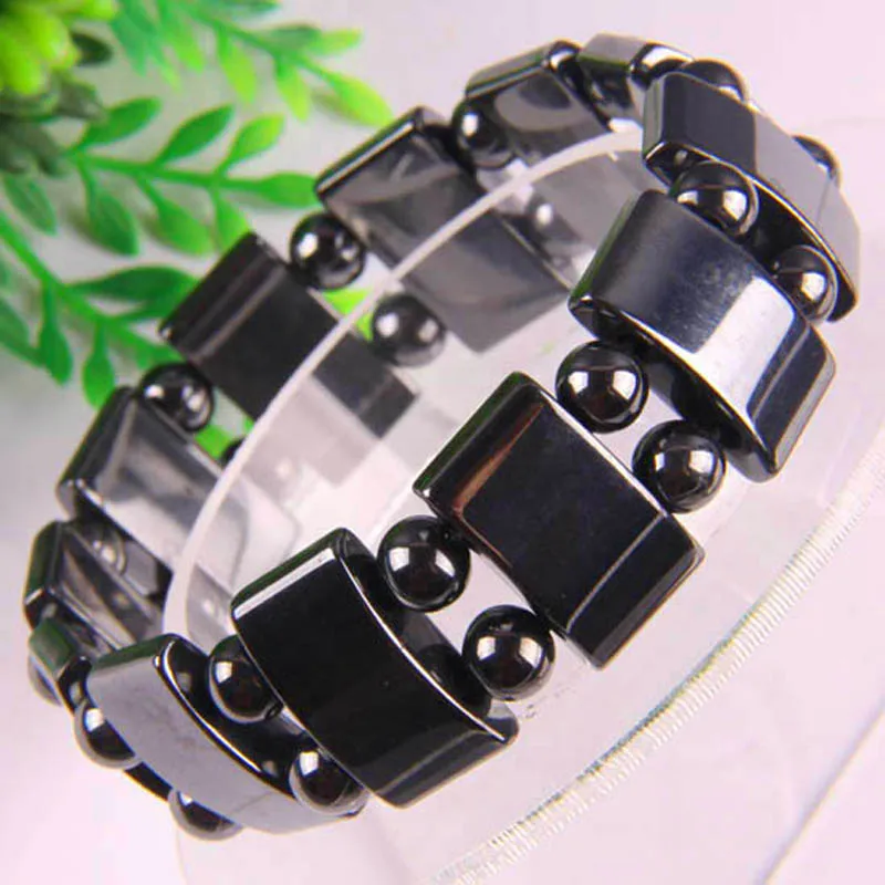 Черный гематит бусины из лечебных камней браслет стрейч-бижутерия 7,5 дюймов G363