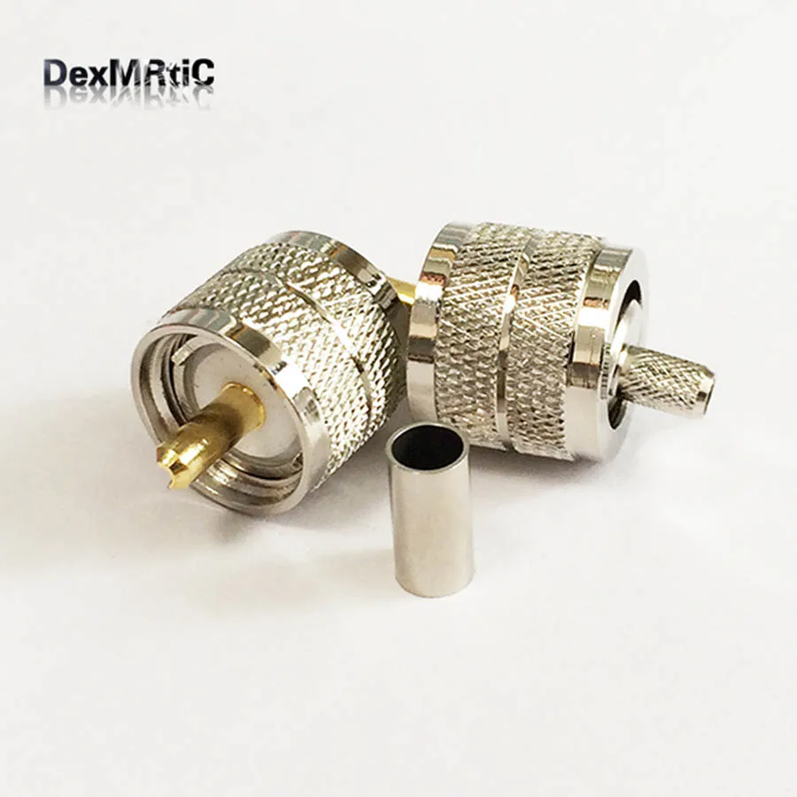 10pcs UHF Male plug  RF Coax Connector   Crimp  RG58,RG142,RG400,LMR195  for  Straight  Nickelplated  NEW wholesale