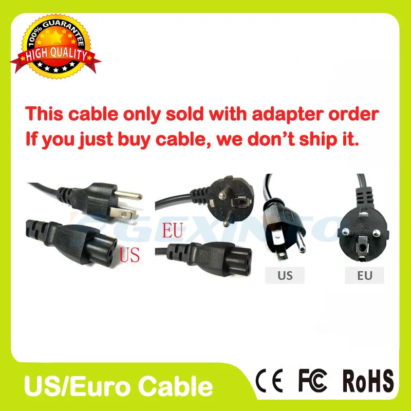 

EU US plug AC Power Cord cable for laptop adapter lead Adapter