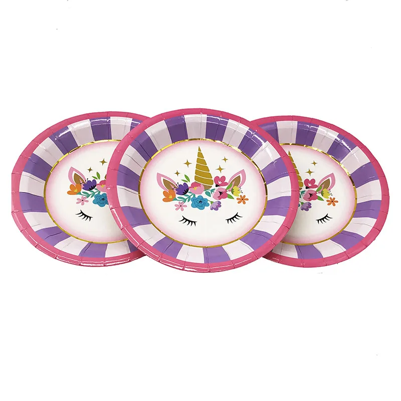 10pcs 9inches Unicorn disposable plates pink theme birthday party decorations Pink dishes | Дом и сад