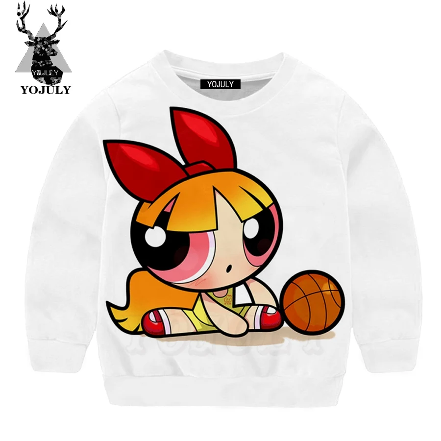 8 YOJULY/ г. Толстовка для маленьких девочек с объемным принтом Kawaii Powerpuff повседневная детская одежда для мальчиков топ с длинными рукавами с героями мультфильмов SW08 - Цвет: 8