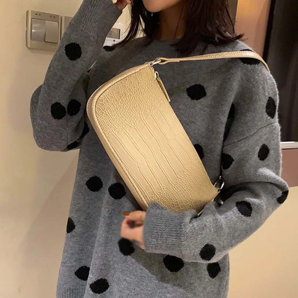 Женская сумка-мессенджер в стиле ретро с крокодиловым узором и клапаном новинка