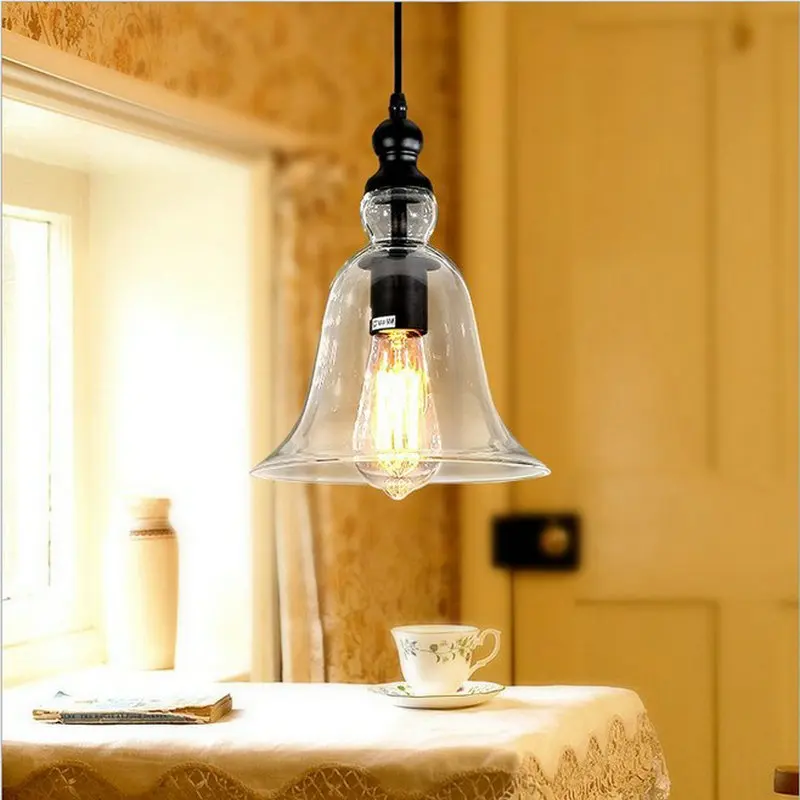 Lamp Pendant Lights Modern Bell Shape Glass Droplightlight Hanging Vintage Decor For Dining Room Home Lighting | Освещение