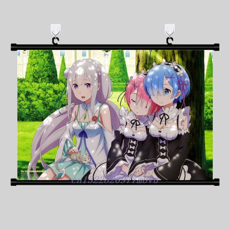 Аниме постер RE ZERO пусковая жизнь в другом мире настенная прокрутка печатная