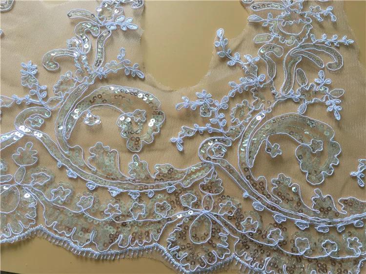 Нежная Свадебная кружевная отделка 9 ярдов с блестками ручной работы для