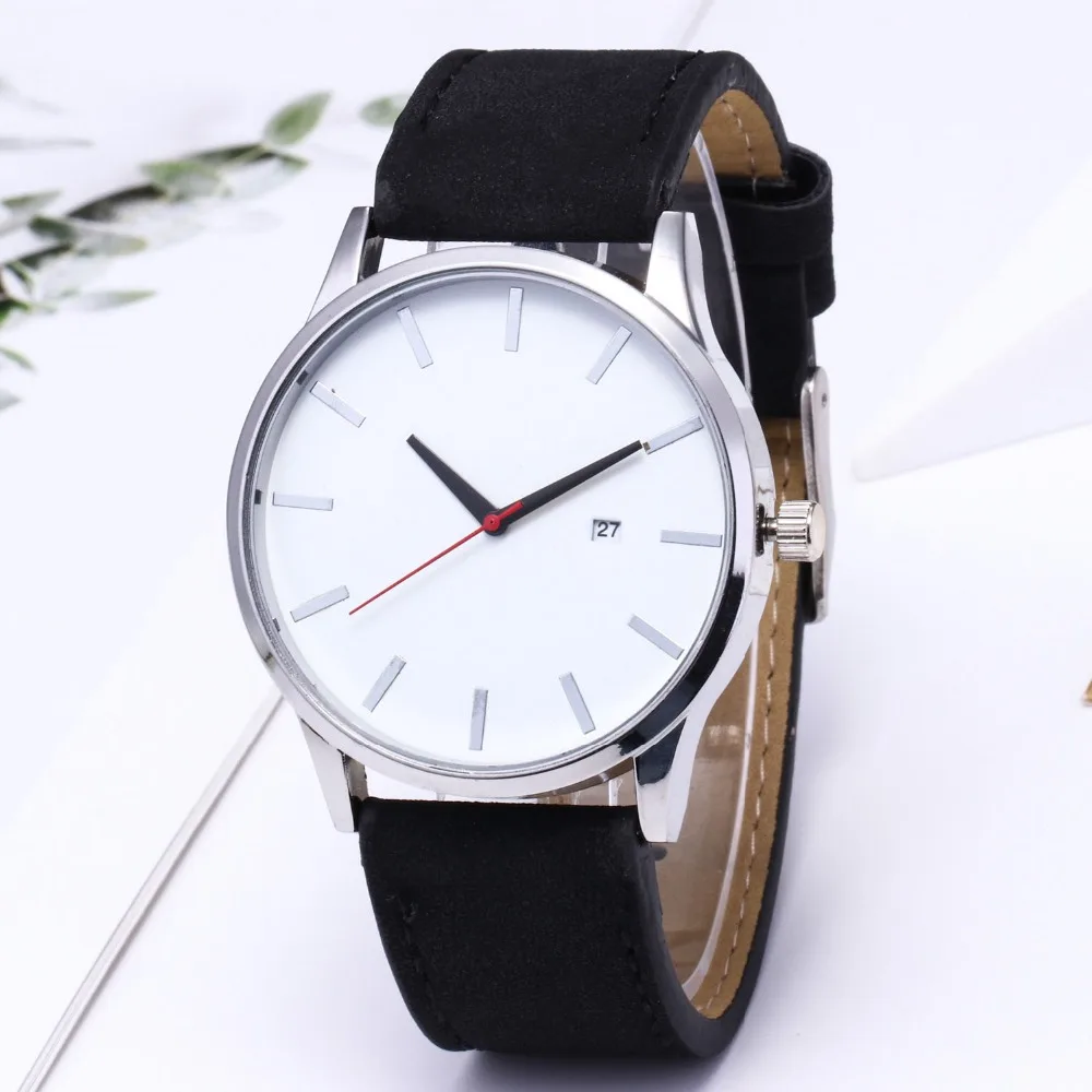 Reloj 2018 Модные кварцевые мужские часы с большим циферблатом кожаные спортивные