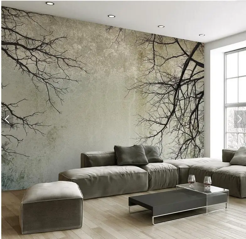 

Custom vintage wallpaper, minimalist tree branches frescoes for living room bedroom sofa background home decor wallpaper
