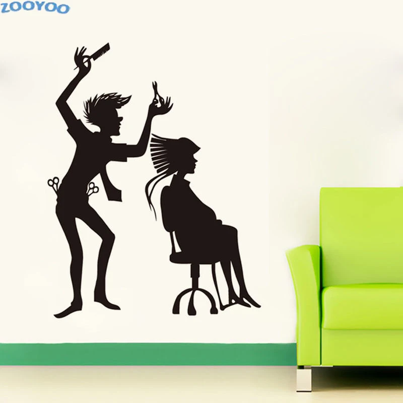 

ZOOYOO Hairdressing Barber Shop Wall Stickers Hairstyle Wall Decals For Living Room Decoration Art Design Murals