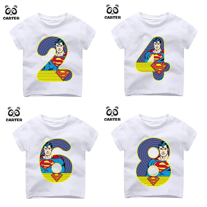 Детские футболки с принтом Супермена на день рождения номером 1 9 футболка