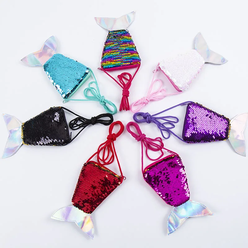 Женский кошелек на молнии с блестками и хвостом Русалочки подарок для детей