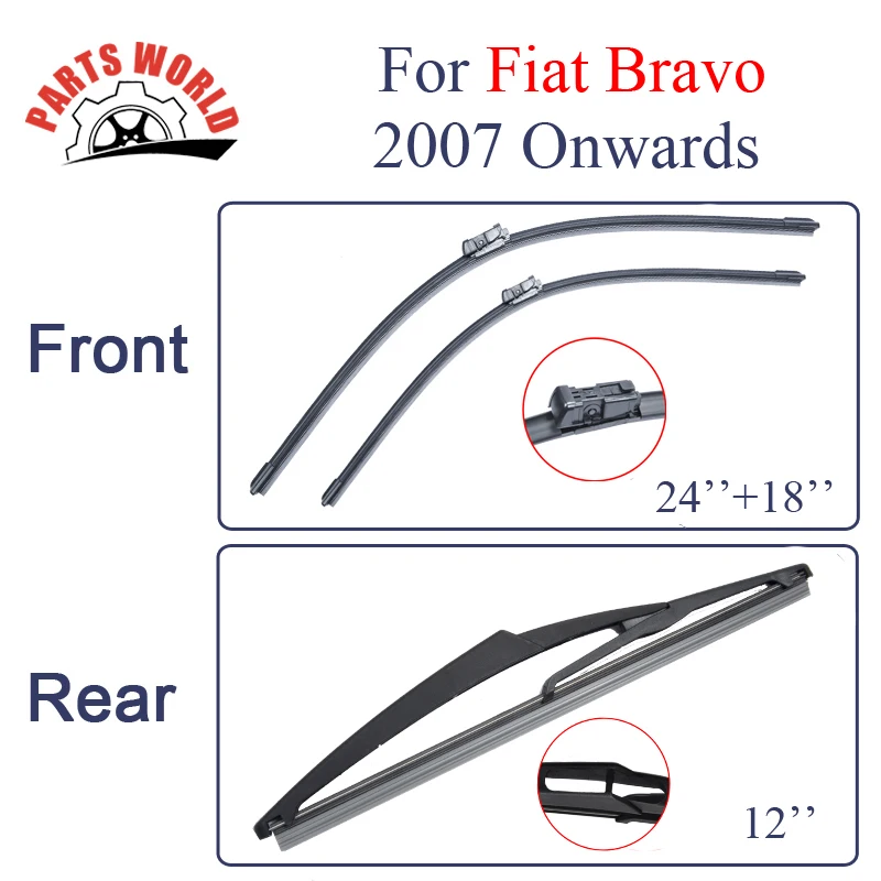 Передние и задние стеклоочистители для Fiat Bravo 2007 года подходят кнопочного типа