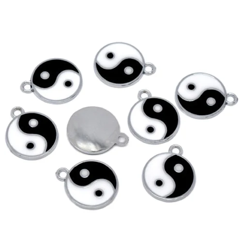 20 Pcs Enamel Yin Yang Charm Pendants 22*18mm black+white | Украшения и аксессуары