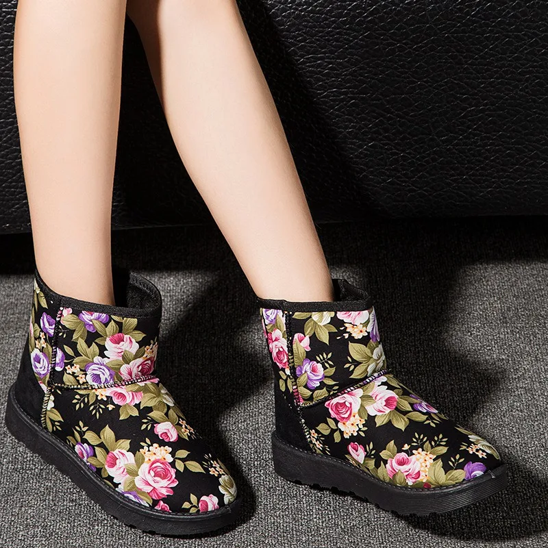 2017 New Winter Floral Tube Female Warm Snow Boots Shoes | Обувь