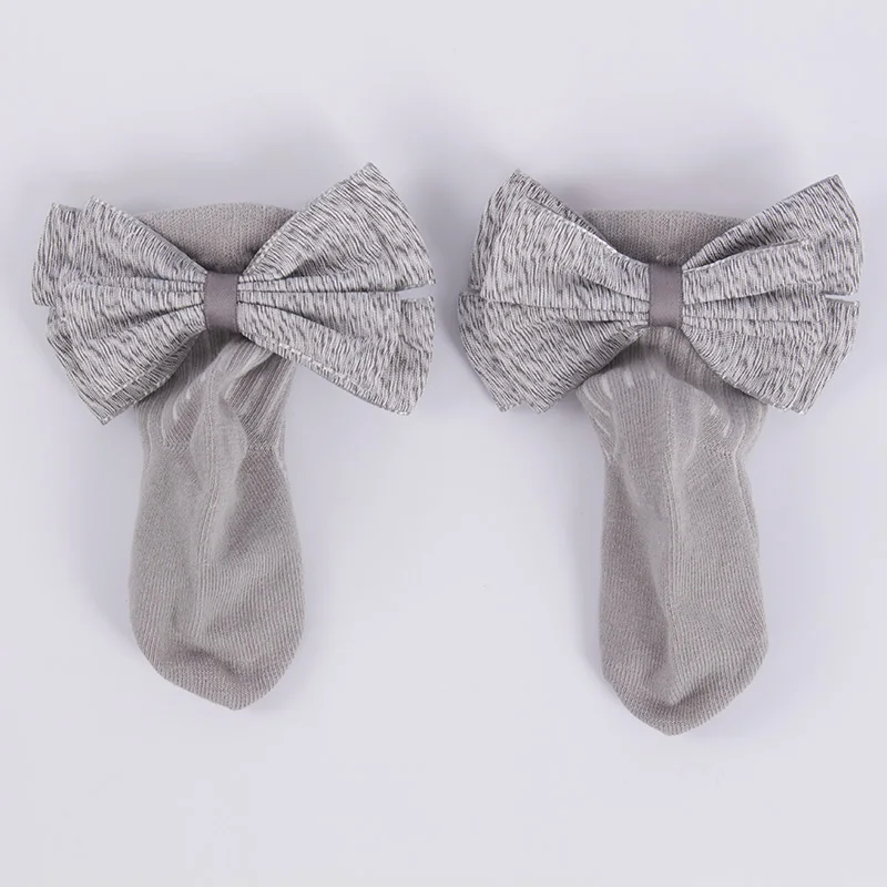 Gray Gray Bow Новые детские носки для девочек, носки с бантиками для младенцев, хлопковые носки до лодыжки, носки для маленьких девочек, носки принцессы - Цвет: Gray Gray Bow