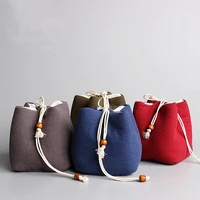 pinny cotton linen tea cozies can be put into 1 pot of 4 cups travel tea sets package drawstring bag portable tea accessories