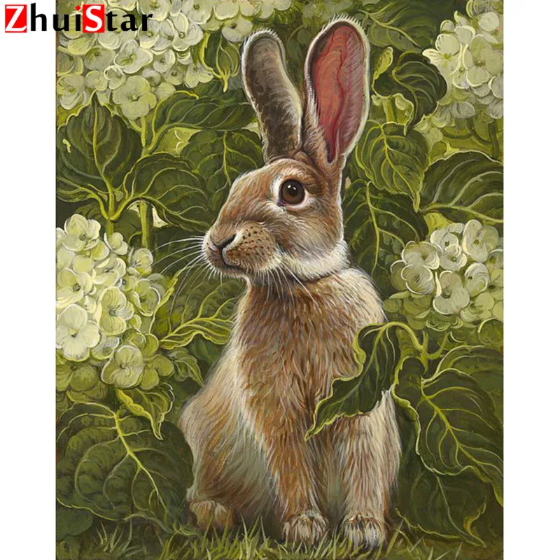 Алмазная живопись полная выкладка 5d алмазная аксессуары кролик в цветах вышивка