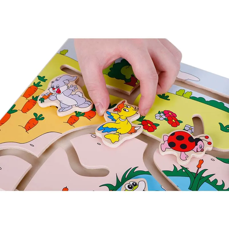 Wooden Farm Animal Jigsaw Puzzle Toy Maze Game Grab Educational Toys Home Early Education Cartoon 2018 New | Игрушки и хобби