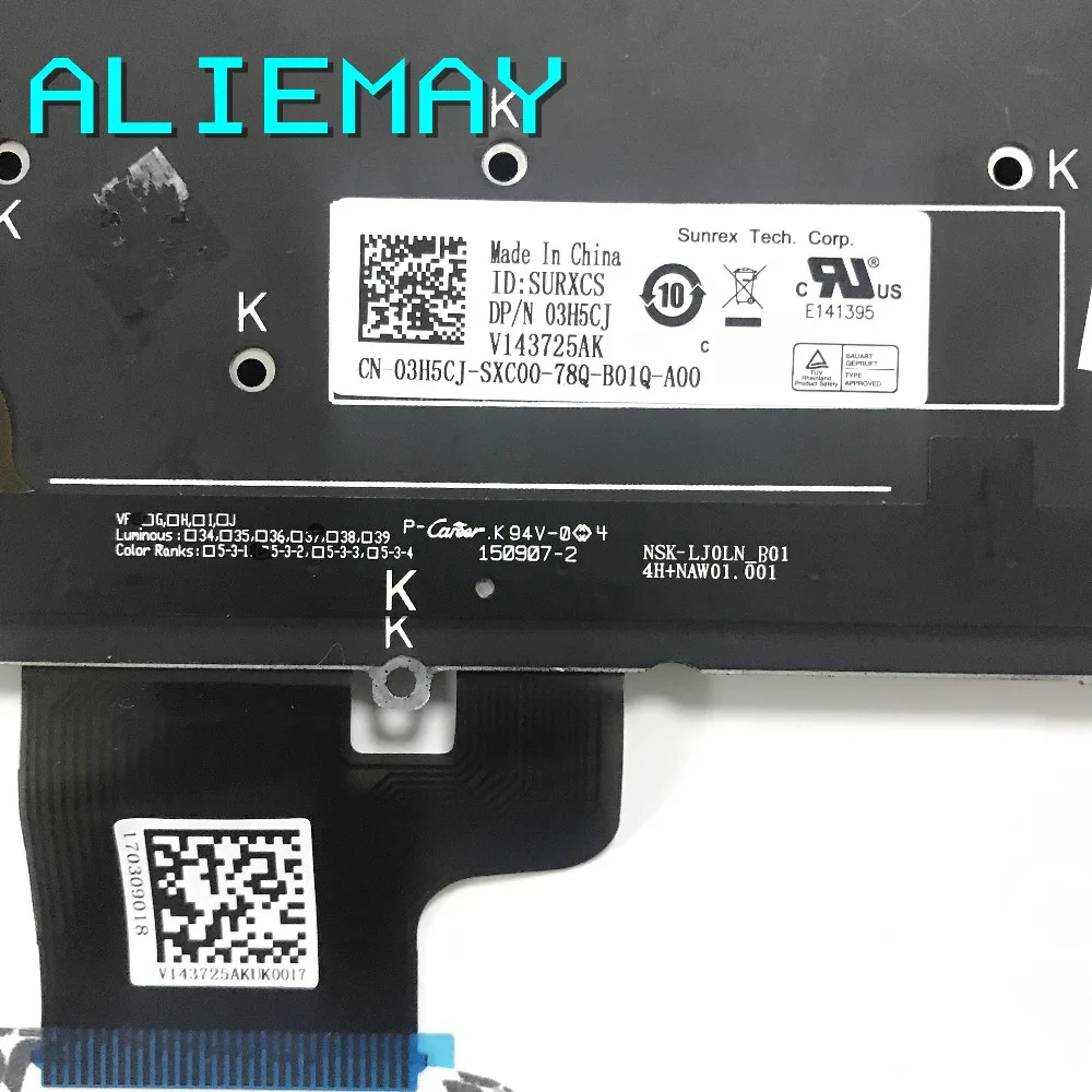Абсолютно новая Оригинальная клавиатура с подсветкой Великобритании для DELL XPS15