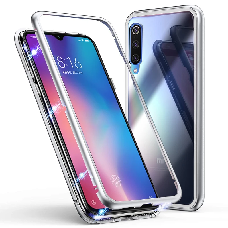 Металлический магнитный адсорбционный чехол для Xiaomi mi 9 чехол закаленное стекло с магнитом задняя крышка на Kiso mi Xio mi Xao mi 9 Coque Funda
