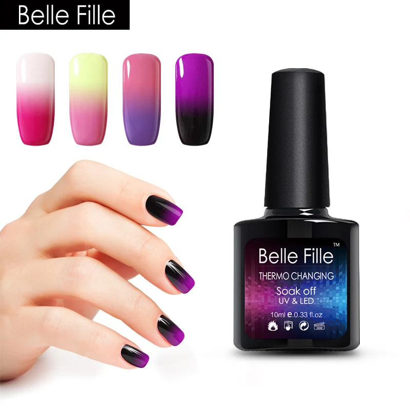 Belle FILLE изменить Цвет Гели для ногтей польский горячей замены Лаки Температура УФ