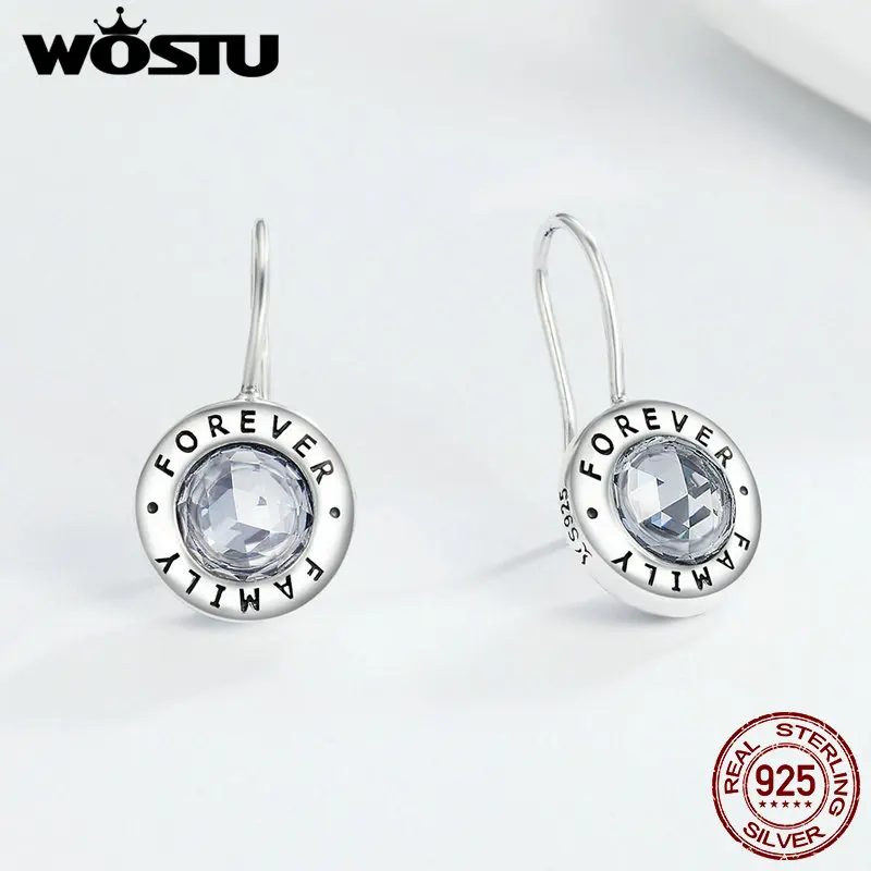 WOSTU подлинные 925 пробы серебряные Семейные Висячие серьги для женщин Оригинальные Ювелирные изделия Brincos подарок CQE219