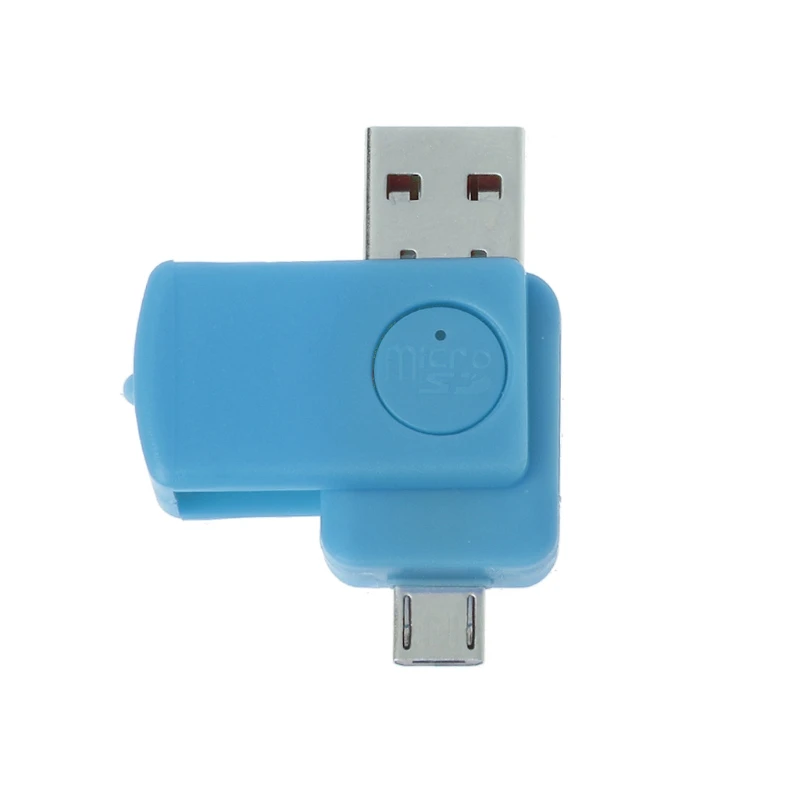 Синий USB 2,0 Micro USB TF/MicroSD Card Reader OTG адаптер для Android телефон Tablet PC - Цвет: Синий