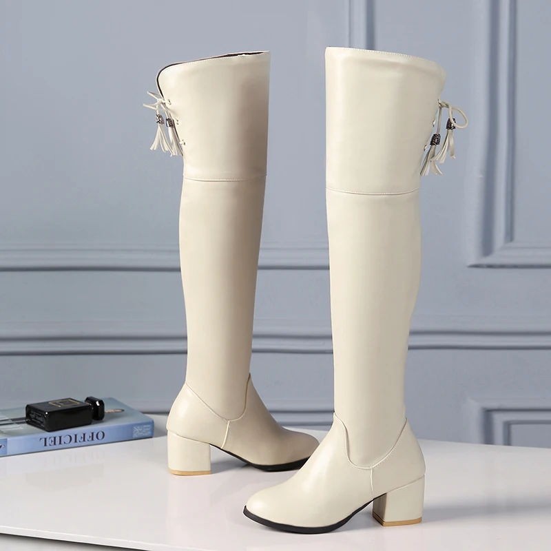Осень-зима одноцветное Цвета 2019 слипоны выше колена BootsComfortable Для женщин сапоги