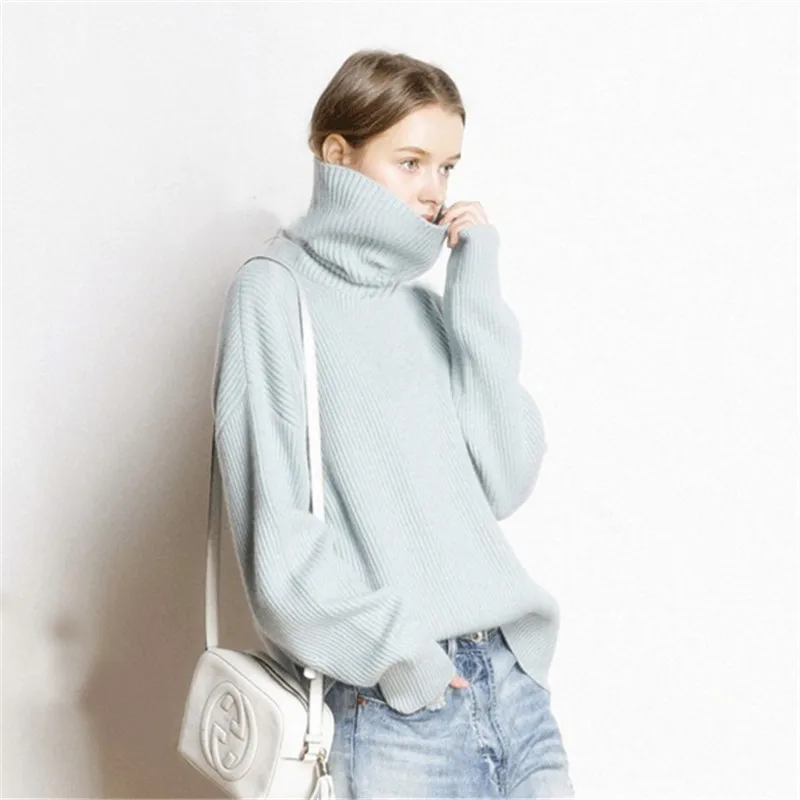 ZEHANGSEA-women's new high-neck sweater short loose pullover 5 colors 3 yards European and American fashion simple women's shirt |