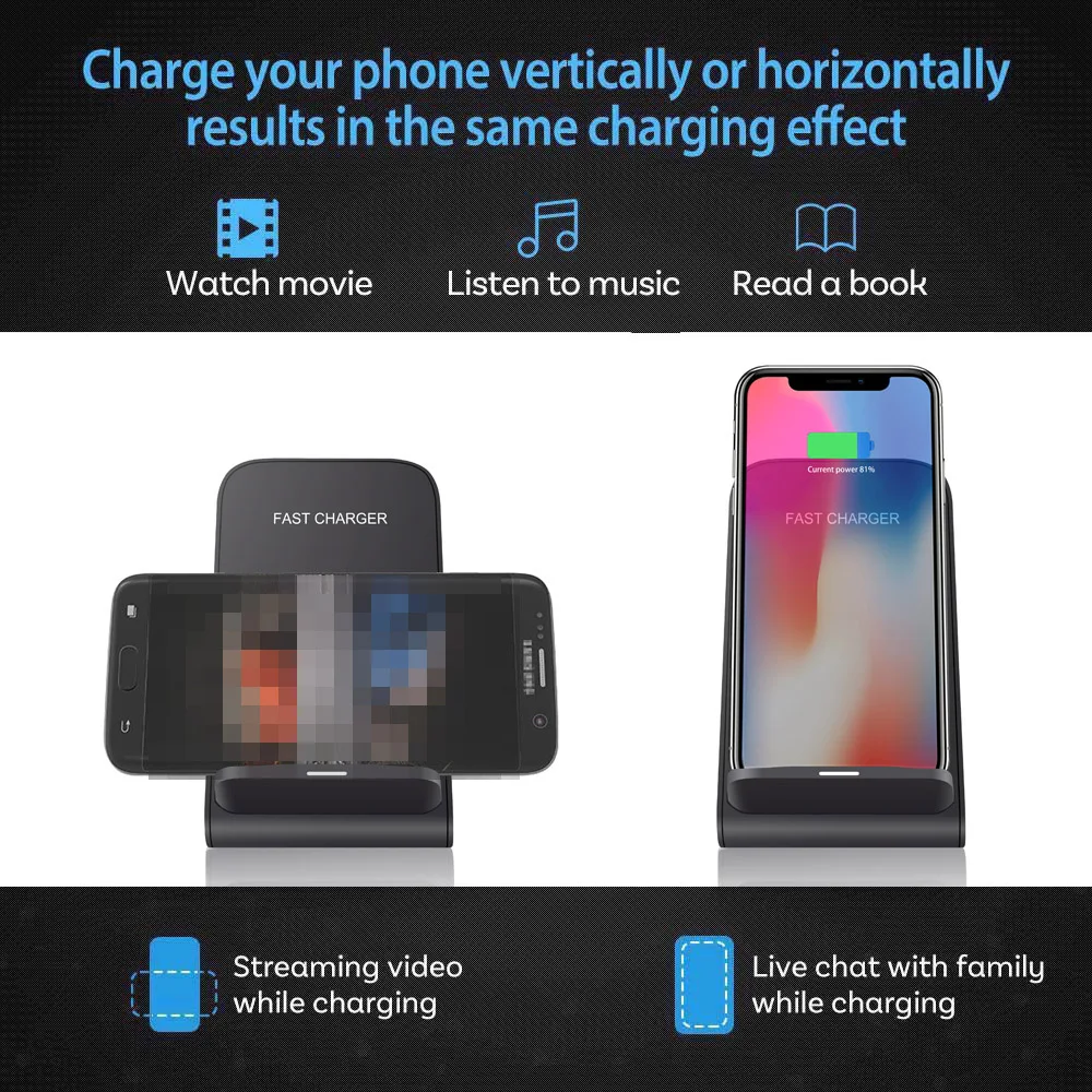 FDGAO 10 Вт Qi Быстрое беспроводное зарядное устройство док-станция для iPhone XS Max XR 8 Plus samsung S9 S8 телефон стенд быстрое зарядное устройство для huawei P30 Pro