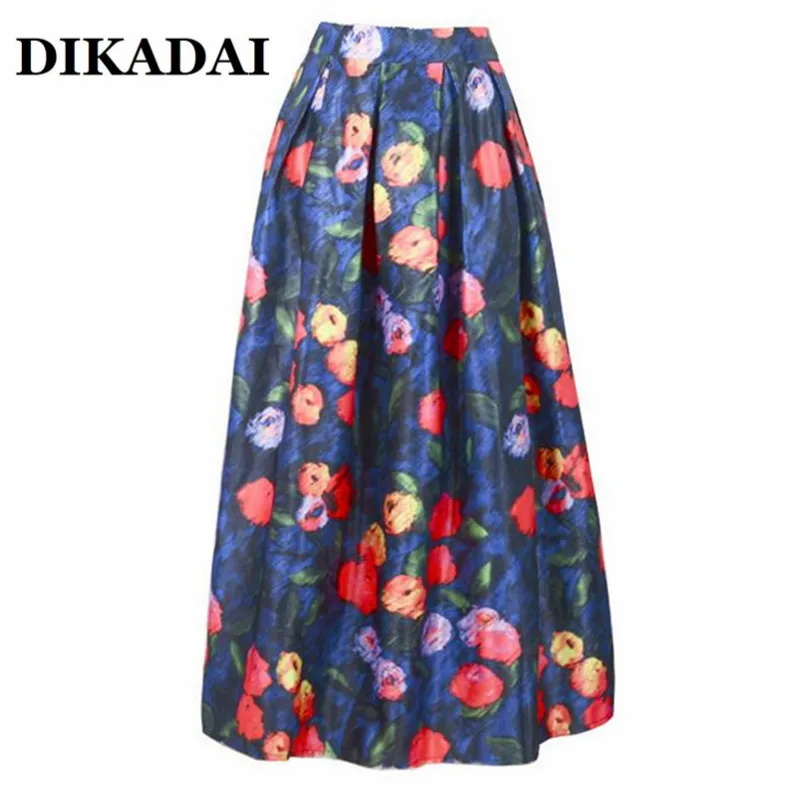 Дамы Макси длинное Юбки для женщин плюс Размеры Высокая талия с цветочным