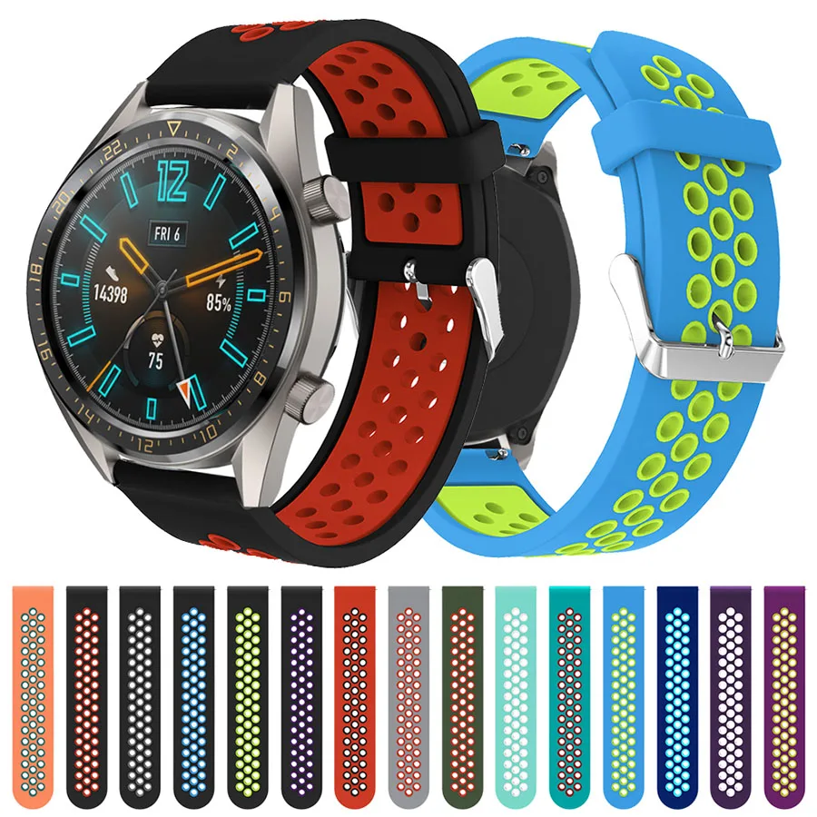 

Ремешок силиконовый для HUAWEI WATCH 2, Классический Воздухопроницаемый браслет для samsung Gear 46 мм xiaomi amazfit pace