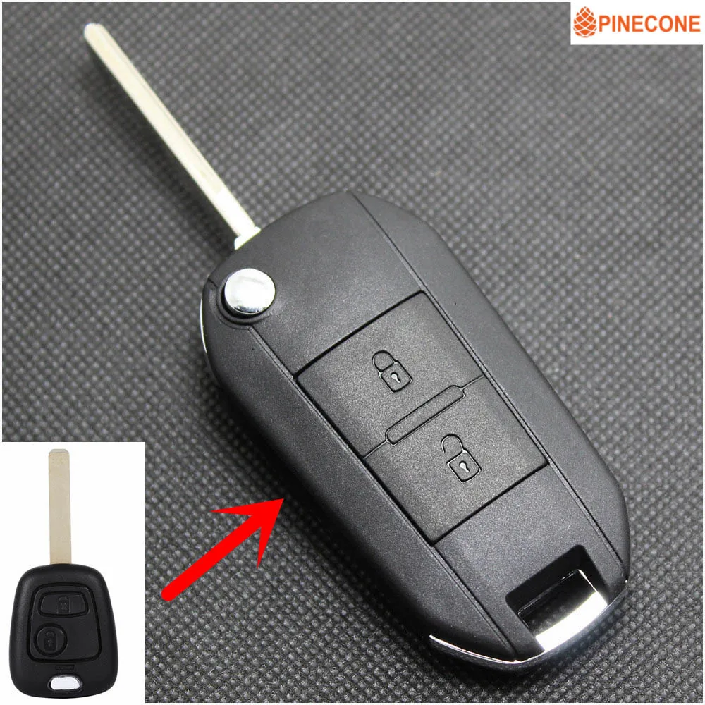 

PINECONE Key Shell for Peugeot 307 207 107 Key Case Styling 2 Button HU83 Blade Modified Remote Car Key Fob Casing