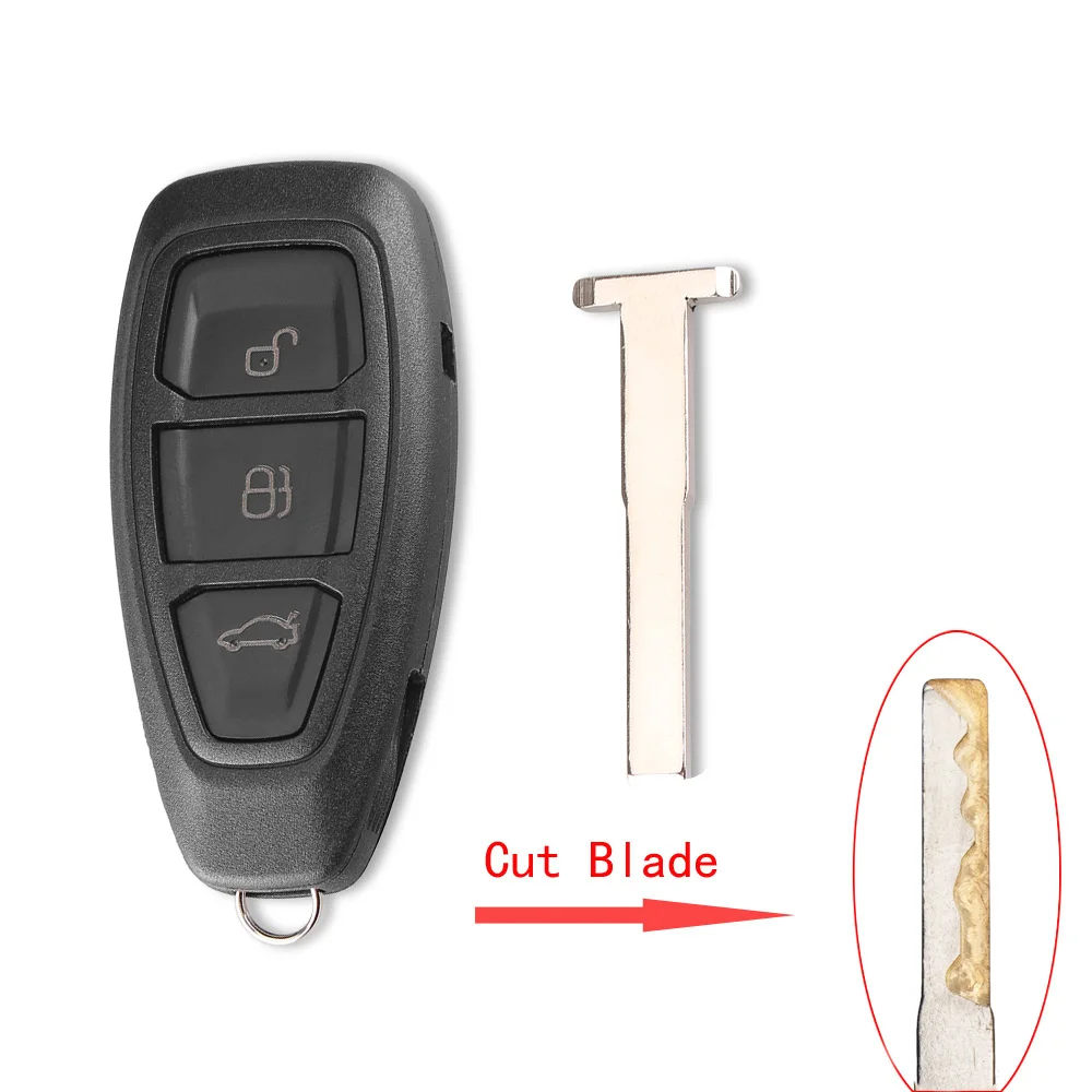 Cut Blade KEYYOU ключ оболочка Крышка Fob 3 кнопки для Ford Focus C-Max Mondeo Kuga Fiesta Замена смарт-чехол для дистанционного ключа от машины HU101 Blade - Количество кнопок: Cut Blade