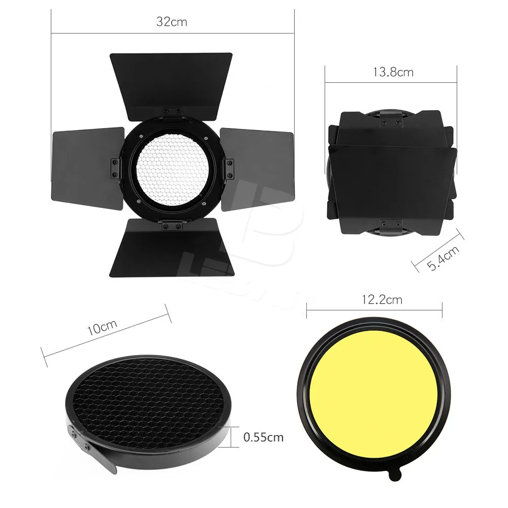 Фонарь с сотовой сеткой и 4 цветными фильтрами для фотостудии|barn door|for photoflash studio kit