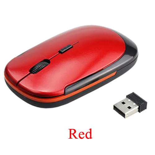 Red 2,4 ГГц Беспроводная оптическая мышь USB приемник 1200 dpi ультра тонкая мини беспроводная эргономичная мышь для портативных ПК видеоигр - Цвет: Red