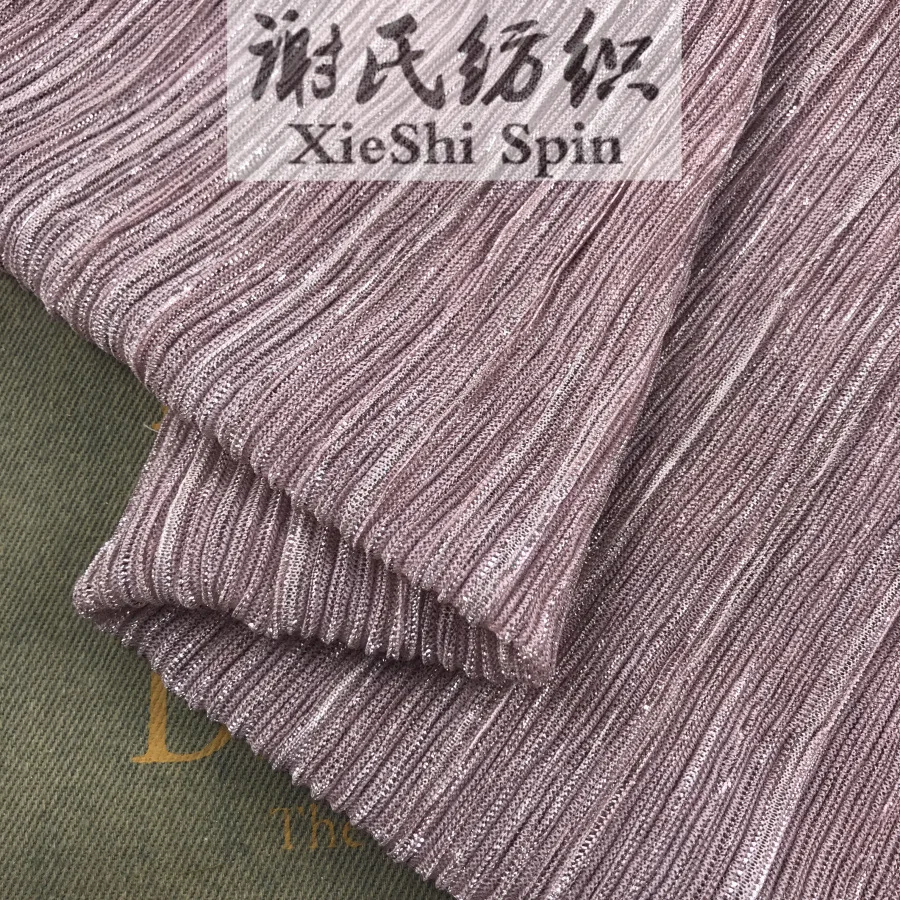 Плиссированная розовая сетчатая ткань для весны и лета 3 метра платье без