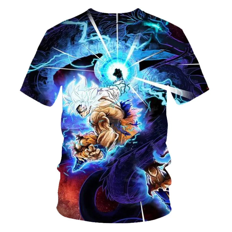 Новинка, Мужская 3D футболка, Dragon Ball Z Ultra Instinct Goku Super Saiyan God Blue, летняя футболка с принтом "Вегета", размер 6XL