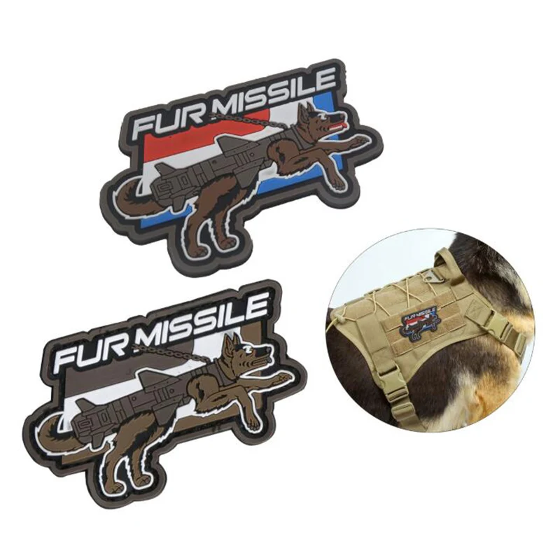 

1PC Fur Missile Dog 3D Tactical Morale Chapter Embroidery Armband Hook Military Standard Badge Army Combat Backpack Jacket Patch