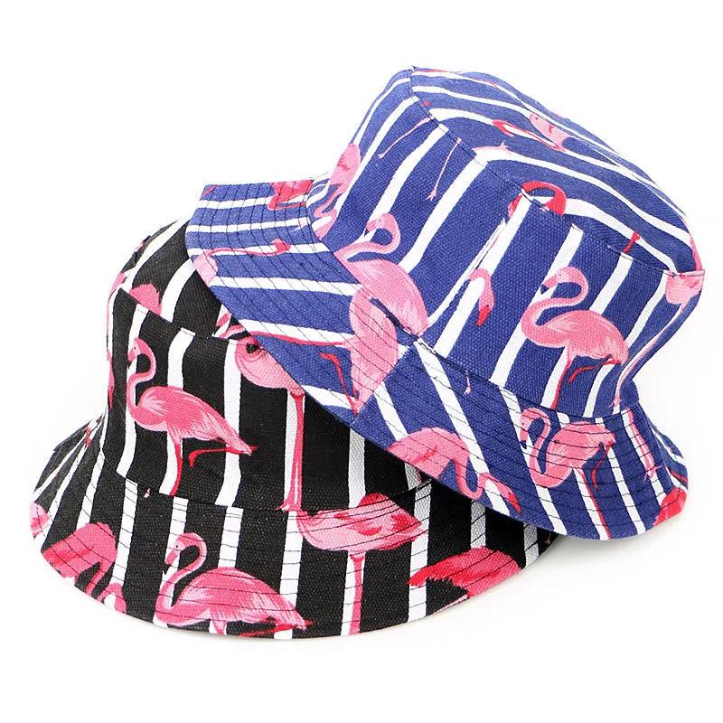 Харадзюку Мода 2019 летние Панамы для мужчин фламинго мультяшный принт плоская