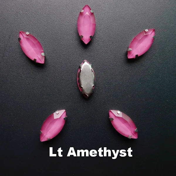 A15 Lt Amethyst Желе конфеты AB цвета стекло кристалл серебро коготь настройки 7*15 мм Navette Маркиза Форма пришить Стразы Бисер свадебное платье diy - Цвет: A15 Lt Amethyst