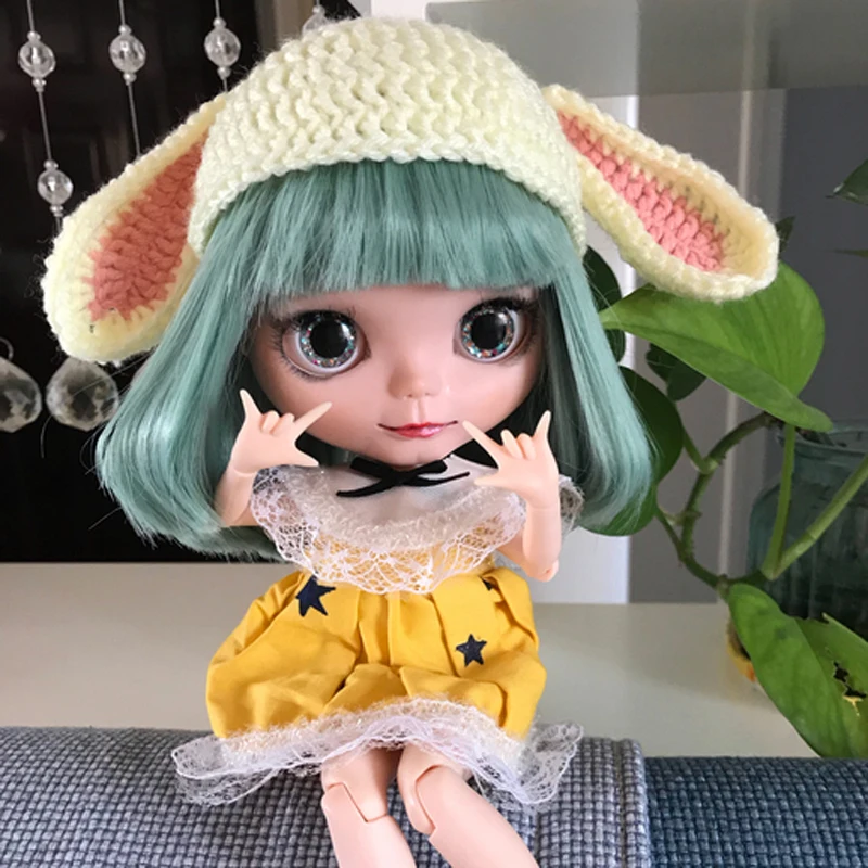 1 шт. милая вязаная шапка кролика для куклы Blyth аксессуары одежды игрушки ручной