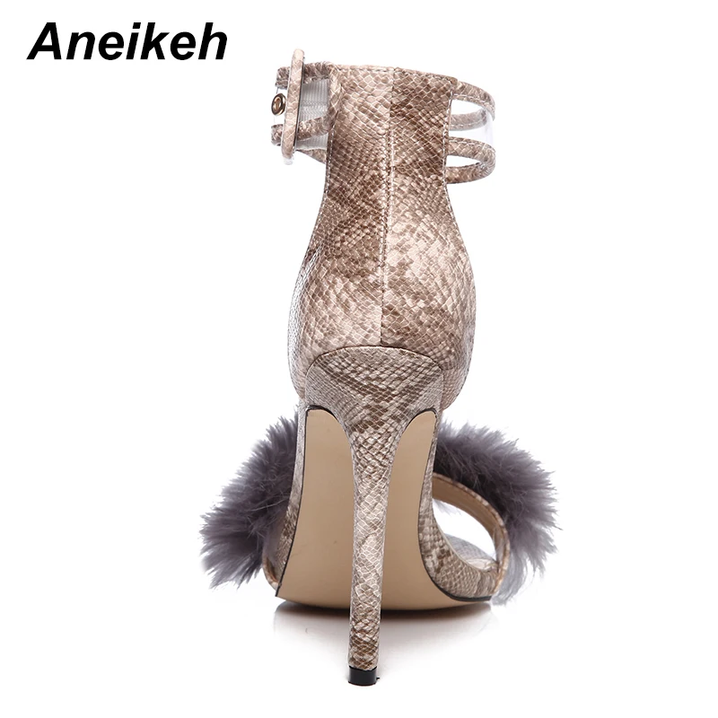 Aneikeh 2018 женские летние сандалии на тонком высоком каблуке с ремешком щиколотке