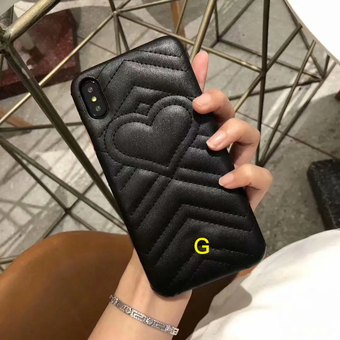 Black with logo Розовый кожаный чехол для телефона для iPhone XS 11 pro Max X XR женский роскошный бренд GG marмонт чехол для iPhone 6 s plus 7 8 8plus чехол - Цвет: Black with logo