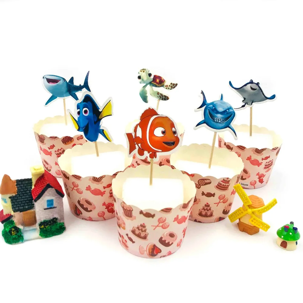 24 шт./компл. Немо рыба кекс Топпер вечерние принадлежности с днем рождения торт