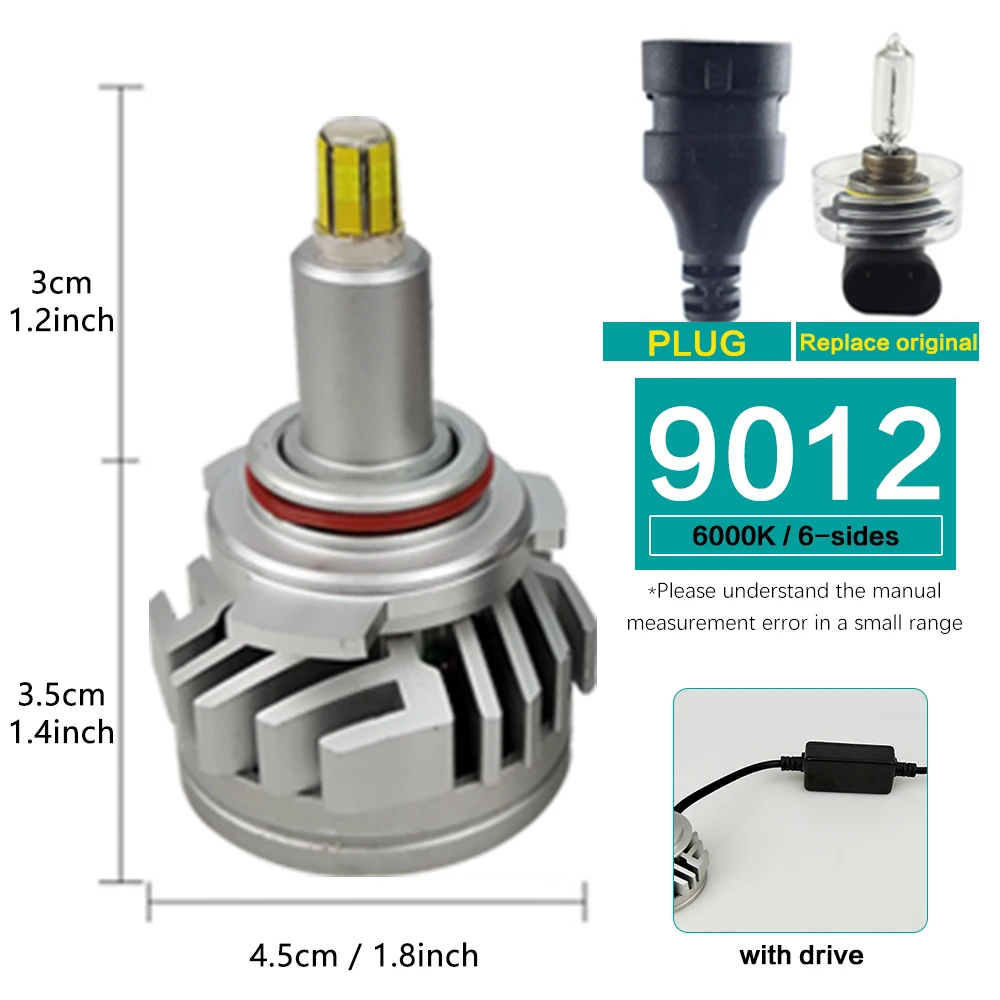 9012 1 пара Светодиодные Автомобильные фары 18000LM H1 H7 белый 6000K H11 9012 Led Canbus H8 HB3 9005 HB4 9006 3D 360 градусов Авто Противотуманные фары Дневные ходовые огни - Испускаемый цвет: 9012