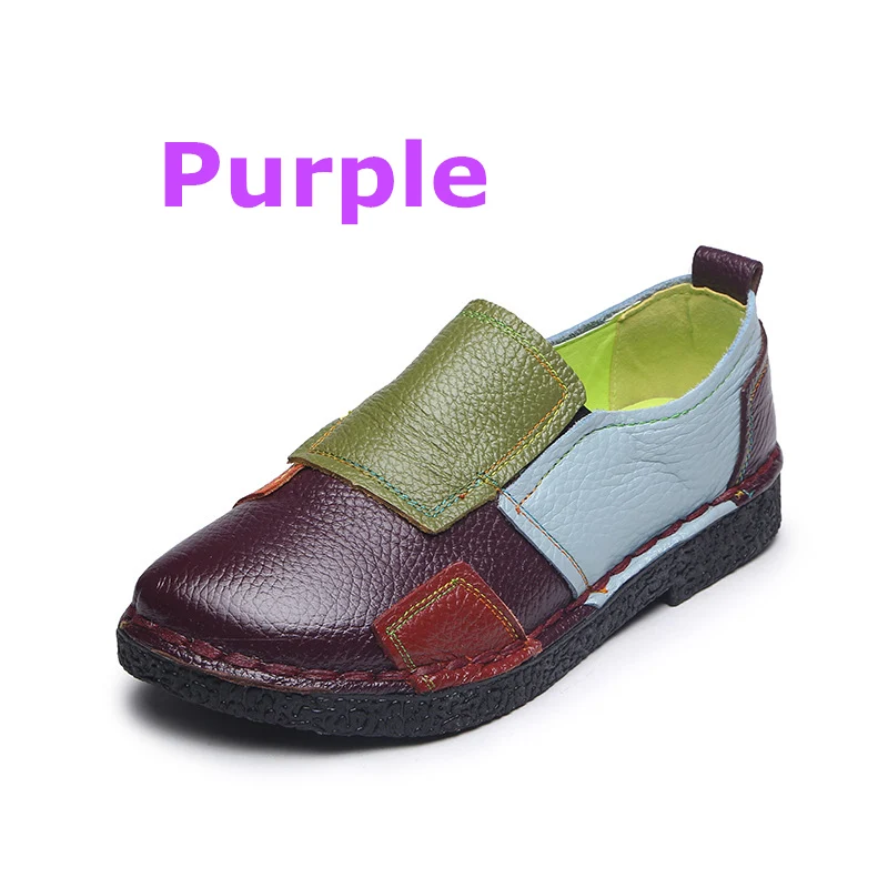 purple DONGNANFENG/женские мокасины на плоской подошве из натуральной свиной кожи без шнуровки в этническом стиле, Размеры 35-41, OL-2099 - Цвет: purple