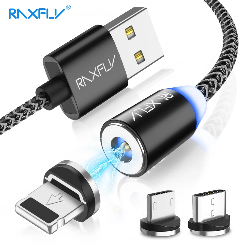 RAXFLY Магнитный зарядный кабель Lightning для iPhone X XS 8 плюс магнит Зарядное устройство USB кабель с разъемом микро-USB типа C для One Plus 6 магнитные зарядки магнитная зарядка магнитный кабель зарядка на магните