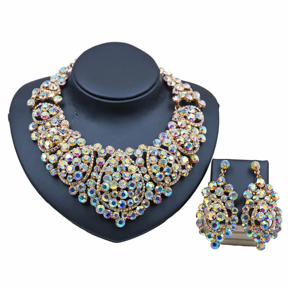 Изысканный комплект ювелирных изделий в Дубае роскошный золотой цвет