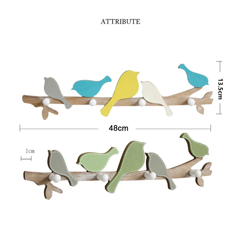 

Creative Home Interior Decor Bird Wood Coat Hook Rail Clothes Hanger Children Bedroom Living Room Wall Door Hanging Decorations